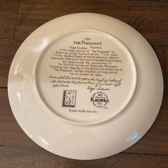 Wayne Anderson "The Pheasant" Collector's Plate - Picture 2 of 5